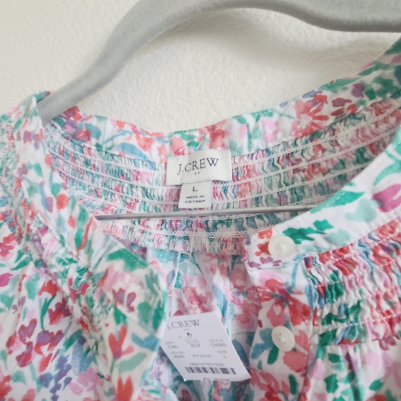 NWT J.Crew Factory Floral Linen Blend Top - Picture 3 of 10